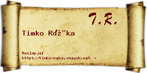 Timko Réka névjegykártya